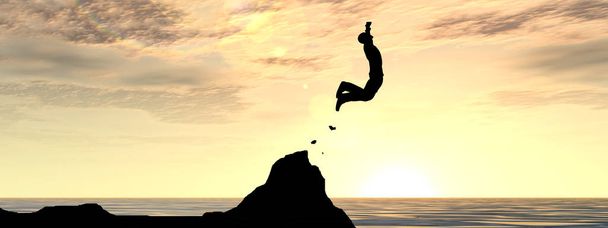 hombre joven silueta salta
 - Foto, imagen