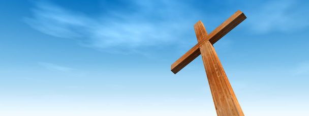 conceptual wooden cross  - Photo, Image