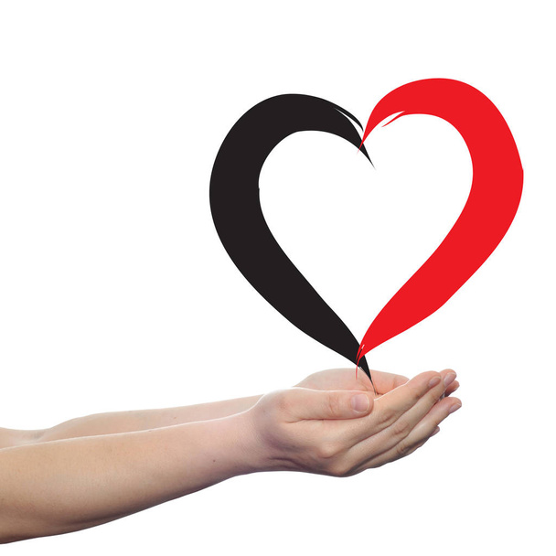 пофарбоване червоне серце в руки
  - Фото, зображення