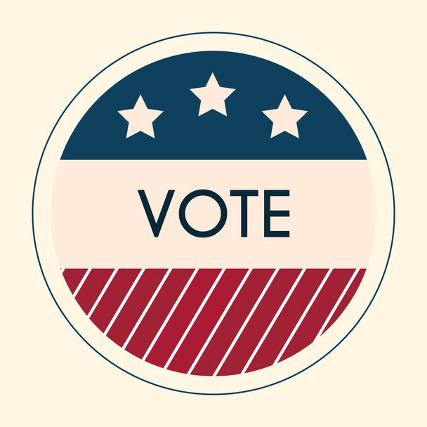 Election Voting Sticker and Badge. American Flag's Symbolic Elem - Vector, Image