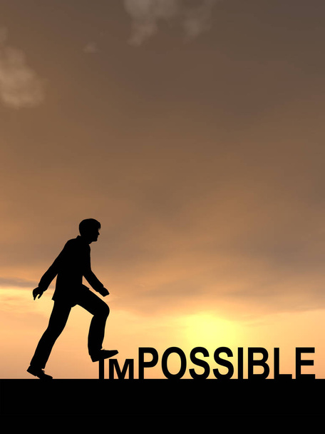 businessman  stepping over impossible text  - Photo, Image