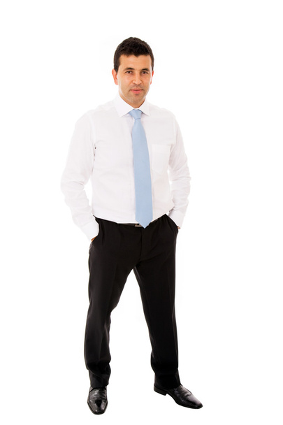 Young business man full body with hands in pockets. Isolated on - Foto, immagini