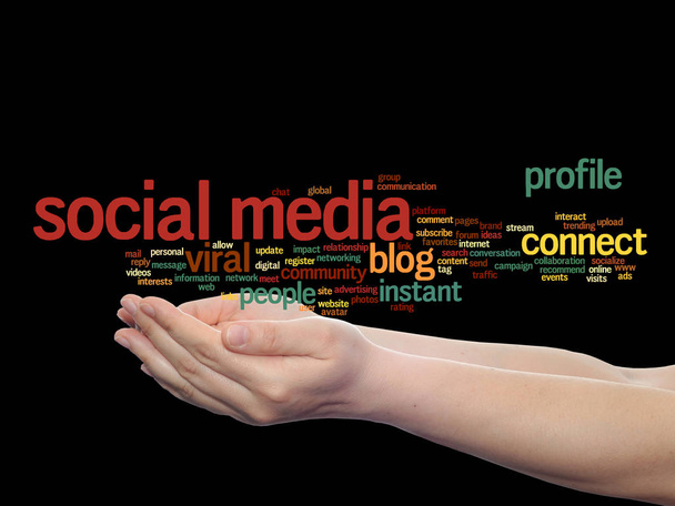 social media marketing word cloud  - Photo, Image