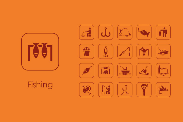 Conjunto de ícones simples de pesca
 - Vetor, Imagem
