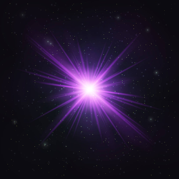 Abstract Shimmering Realistic Violet star - Cosmic Object. - Vector, Image