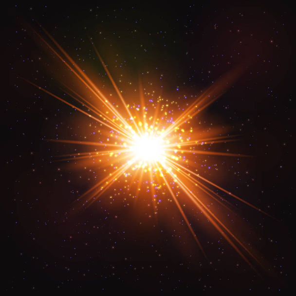 Parlayan yıldız sıcak kozmik patlama. - Vektör, Görsel