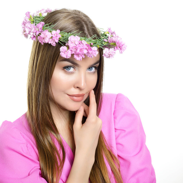 Beauty woman with flowers - Foto, Imagem