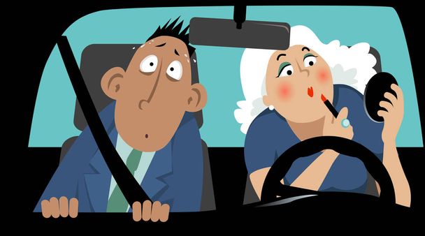 Distracted female driver  - Vector, Image