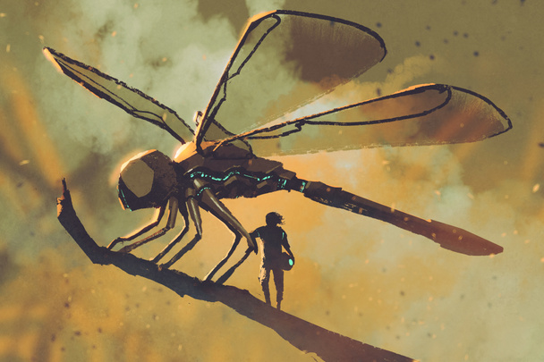 libélula mecánica gigante, concepto de ciencia ficción
  - Foto, imagen