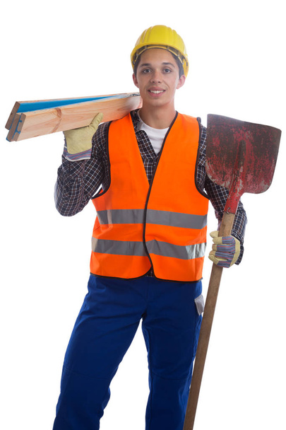 Young construction worker job isolated - Foto, Imagen