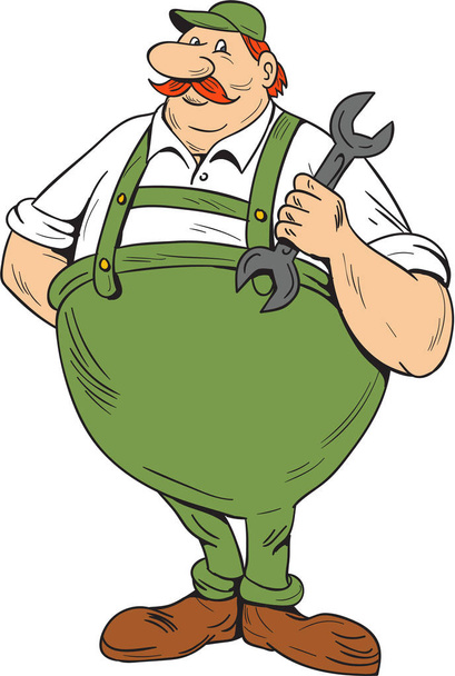 German Repairman Spanner Standing Cartoon - Vector, Image