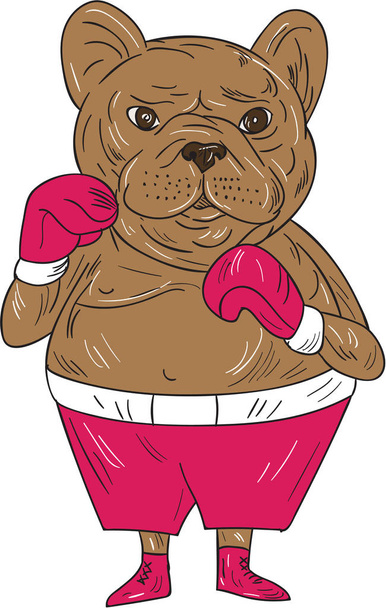 French Bulldog Boxer Boxing Stance Cartoon - Vector, Image