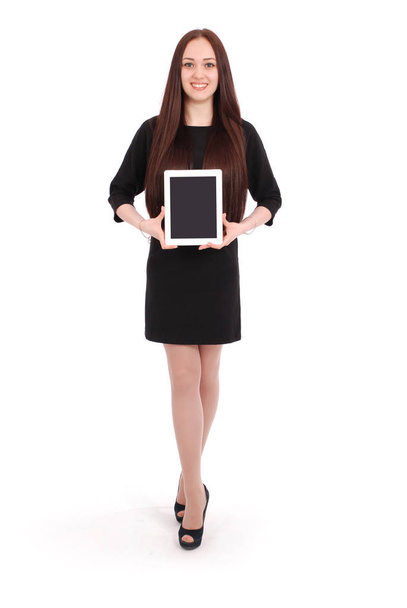 Teenage girl holds tablet computer - Φωτογραφία, εικόνα