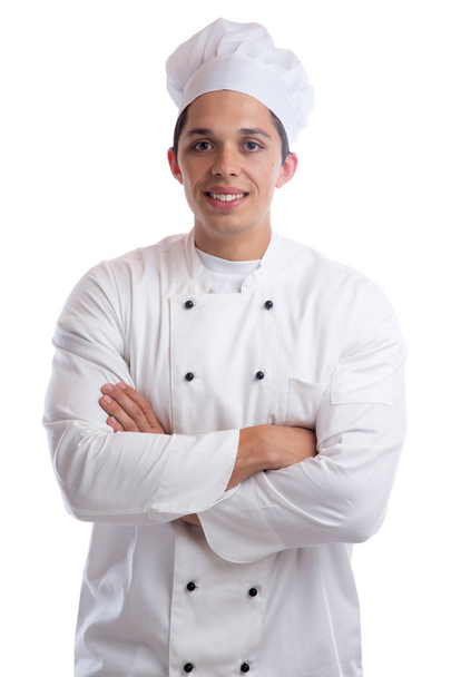 Cook apprentice trainee cooking job young man isolated - Foto, Imagen