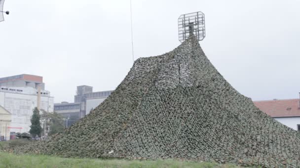 military radar position covered with camouflage nets - Footage, Video