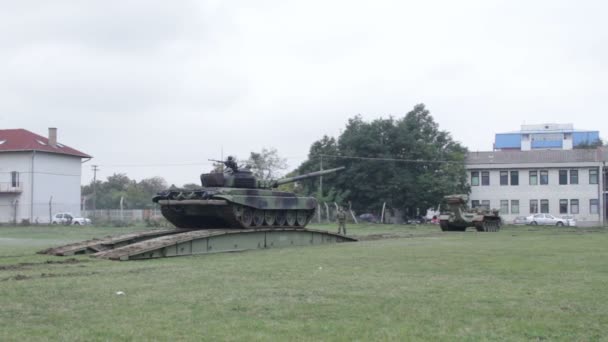 tank on an improvised bridge  - Footage, Video