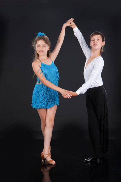 Young Dancers On A Black - Foto, imagen