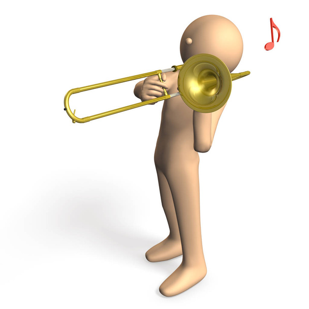 Individuele speler te spelen de trombone cool - Foto, afbeelding