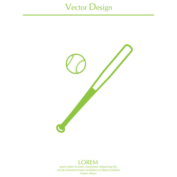 Bate de béisbol y bola icono
 - Vector, Imagen