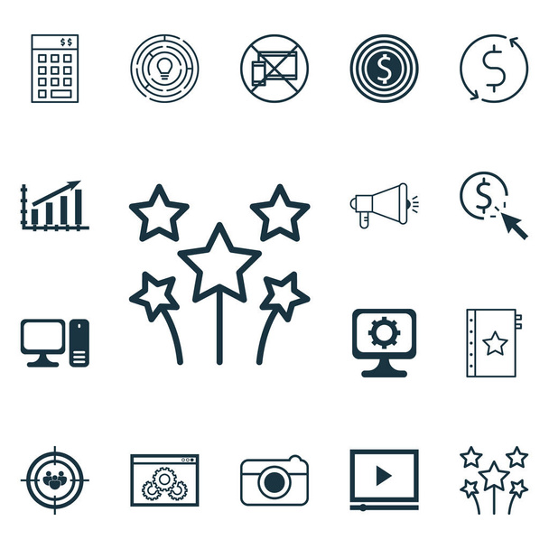 Set van 16 universele bewerkbare iconen. Kan worden gebruikt voor Web, mobiel en App Design. Bevat pictogrammen zoals innovatie, garantie, winst grafiek en meer. - Vector, afbeelding