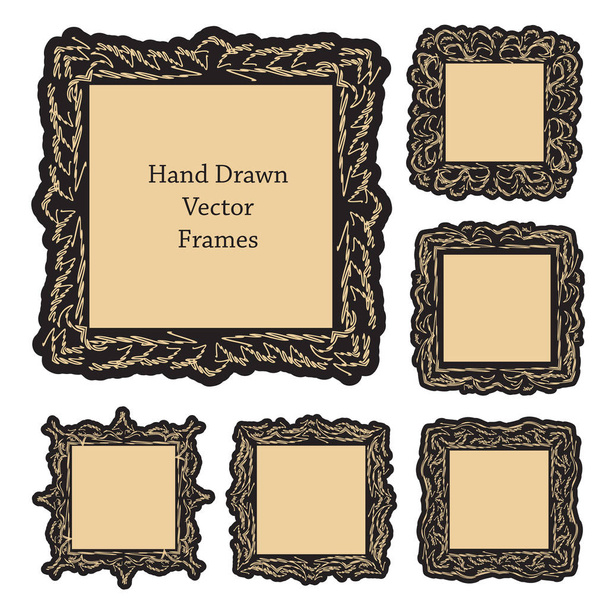 hand drawn art frames - Vektor, kép