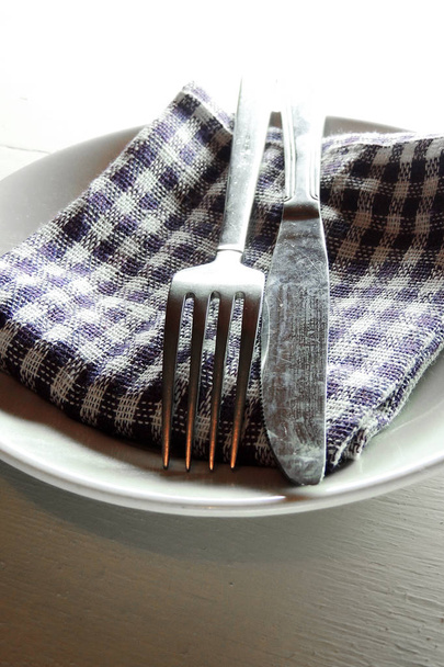 Plate, fork and knife - Фото, зображення