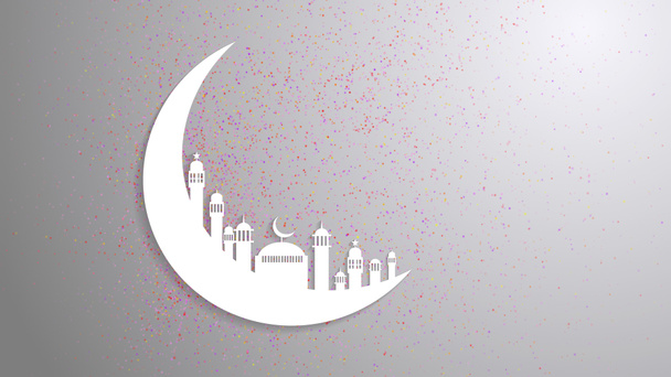 月、月、pap の影とモスクやマスジドの抽象的なビュー - 写真・画像