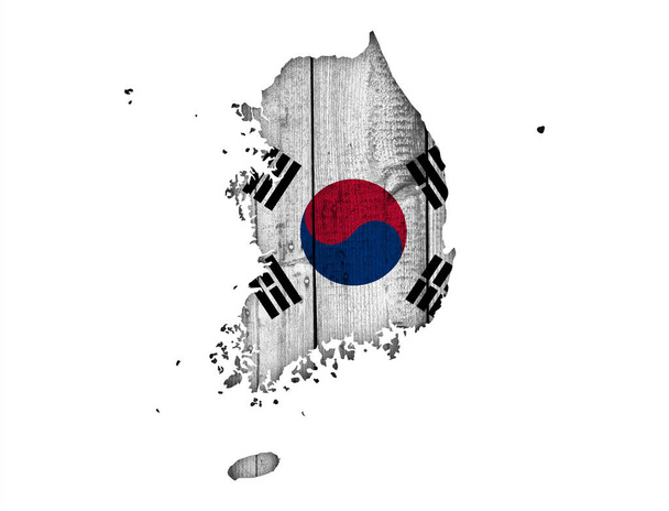 Harita ve Güney Kore bayrağı  - Fotoğraf, Görsel