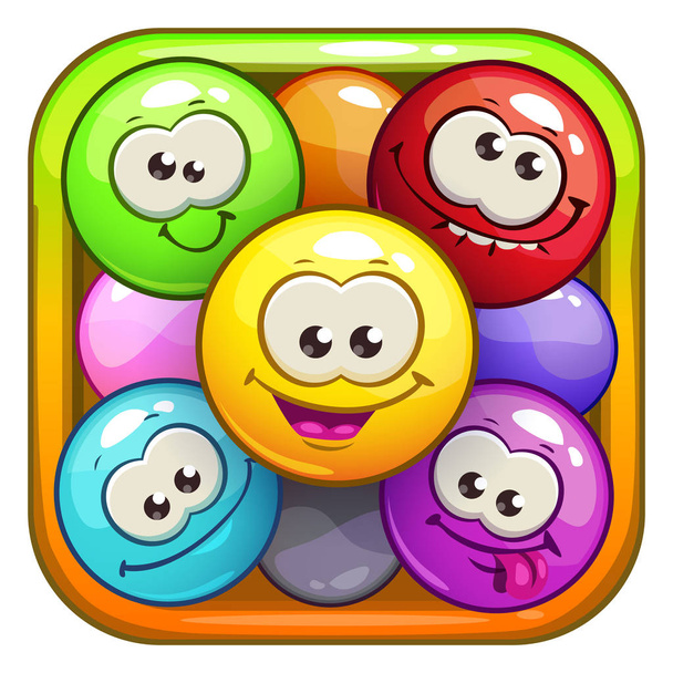Funny cartoon square app icons - Vektor, Bild