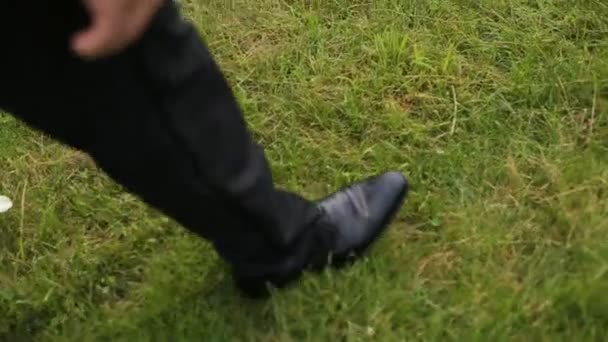man walking on the grass - Video, Çekim