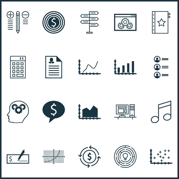 Set van 20 universele bewerkbare iconen. Kan worden gebruikt voor Web, mobiel en App Design. Bevat pictogrammen zoals Dynamics, reeks afbeeldingen, Computer en meer. - Vector, afbeelding