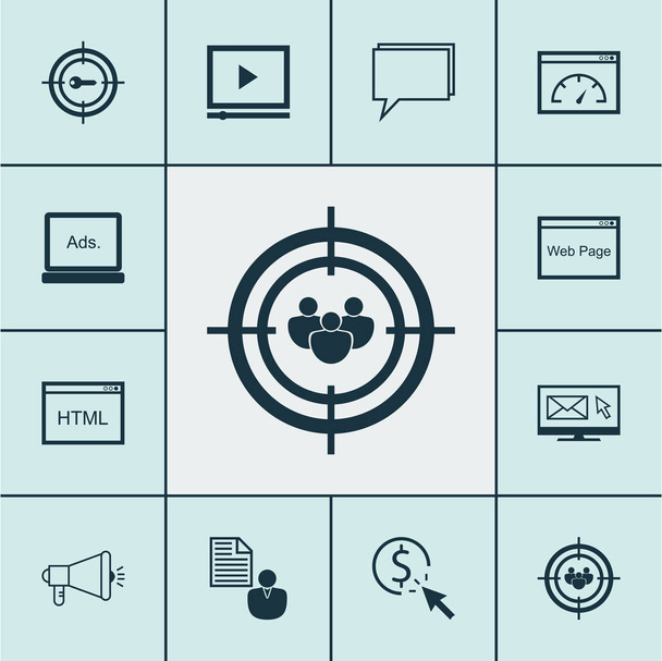 Set van Seo iconen op het laden snelheid, Website en trefwoord Marketing onderwerpen. Bewerkbare vectorillustratie. Omvat Pay, E-mail, Video en meer Vector Icons. - Vector, afbeelding