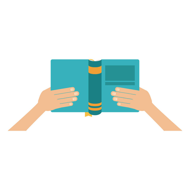 Isolated book and hands design - Vector, Image