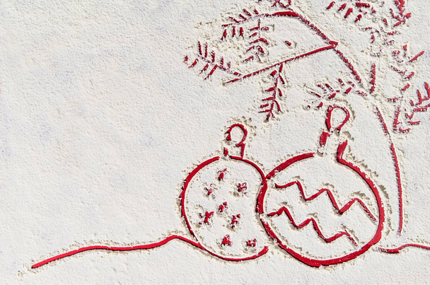 Fondo navideño con textura fresca de nieve. Imagen tomada desde arriba, vista superior
. - Foto, imagen