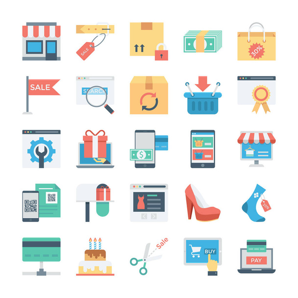 Shopping and ECommerce Colored Vector Icons 7 - Vecteur, image