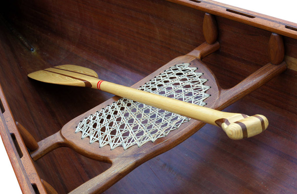 Wooden paddle inside a boat - Photo, Image
