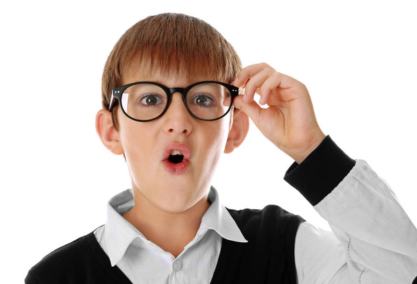 Cute schoolboy wearing spectacles   - Fotó, kép