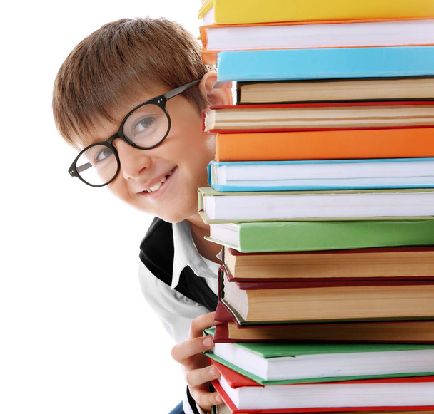 Cute schoolboy wearing spectacles   - Foto, Bild