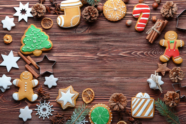  tasty cookies and Christmas decor - Fotoğraf, Görsel