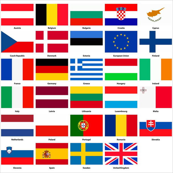 Alle vlaggen van de landen van de Europese Unie - Vector, afbeelding