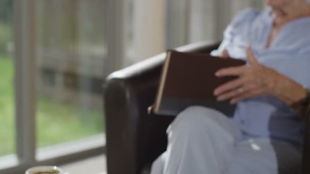 senior lady reading a book  - Záběry, video