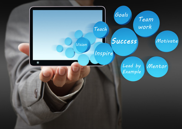 success icon diagram and tablet computer - Photo, Image