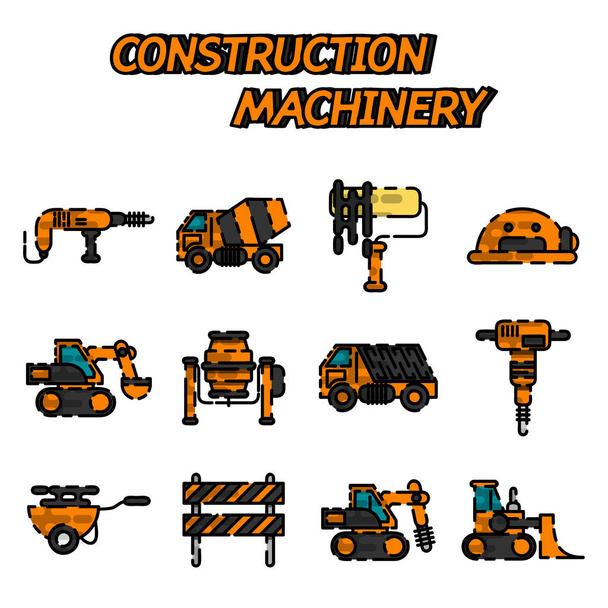 Набор иконок строительной техники
 - Вектор,изображение