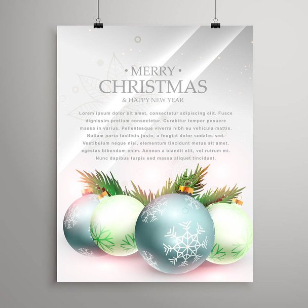 Weihnachtsgrußkarte Vorlage Flyer mit realistischem Festival b - Vektor, Bild