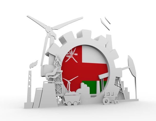 Energy and Power icons set with Oman flag - Foto, imagen