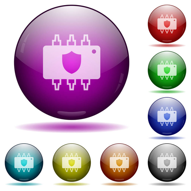 ハードウェア保護ガラス球ボタン - ベクター画像