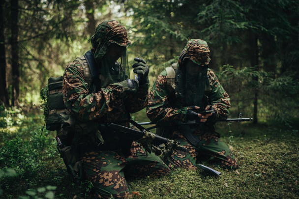 Russian special forces soldiers in the woods. - Photo, Image