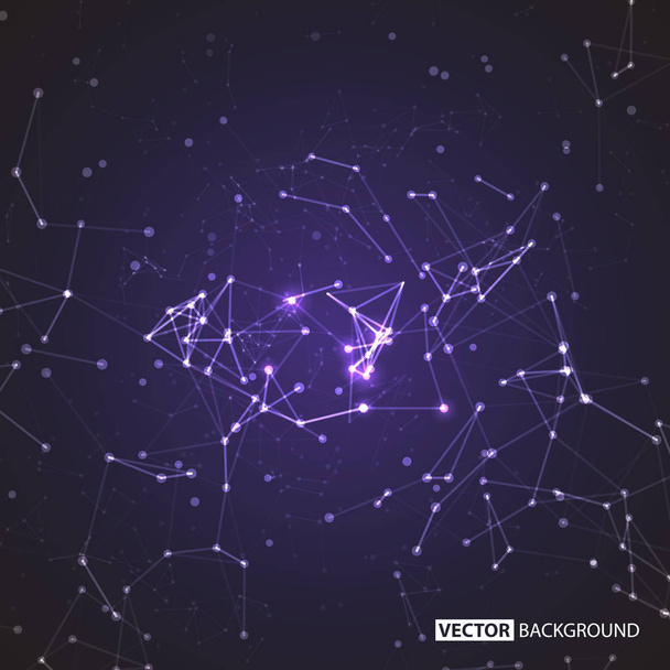Abstract polygonal space background with connecting dots and lin - Vektör, Görsel