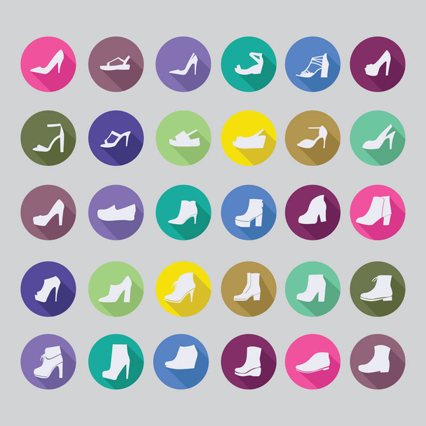 Shoes silhouettes icon set, - ベクター画像