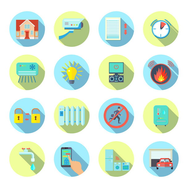 Smart House Round Icons Set  - Vector, Image